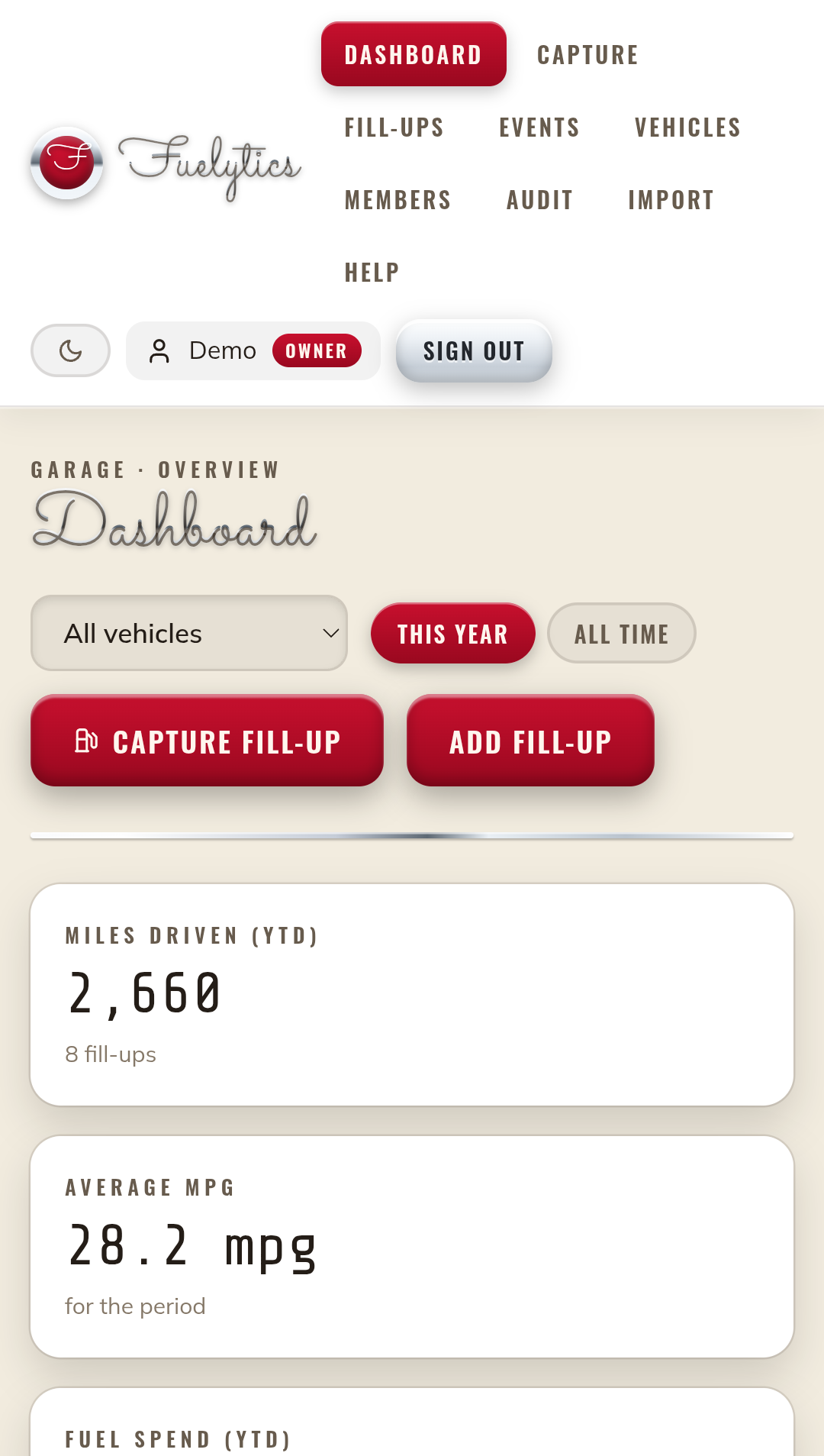 On the go — Works on your phone for logging at the pump.